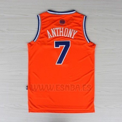 Camiseta New York Knicks Carmelo Anthony #7 Naranja